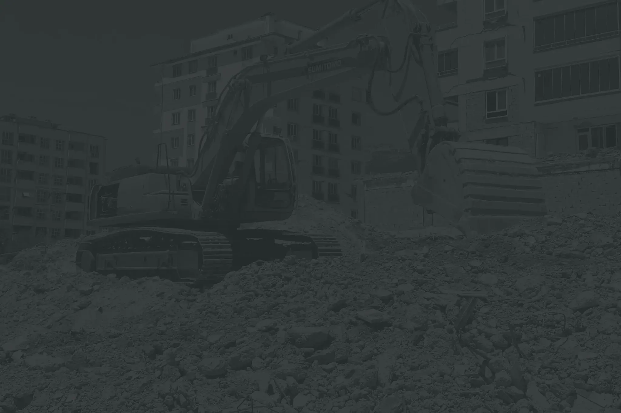 Excavator working a demolition jobsite